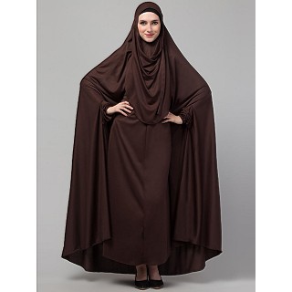 Free size jilbab with nose piece- Brown